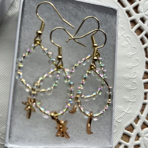 Celestial Elements Moon & Star Dangle Earrings set of 4 Pieces - Picture 9 of 11